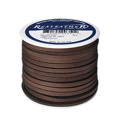 Realeather رباط جلد لاتيجو من سيلفر كريك ليثير كو لصناعة الحرف والمجوهرات، 1/8" × 50'، بني داكن - Image 1