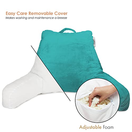 Nestl Reading Pillow for Kids & Teens with Shredded Memory Foam, Backrest Pillows for Reading, Watching, and Gaming, Use on The Couch, Bed, or Floor, Adjustable Support with Washable Cover Teal - Image 4