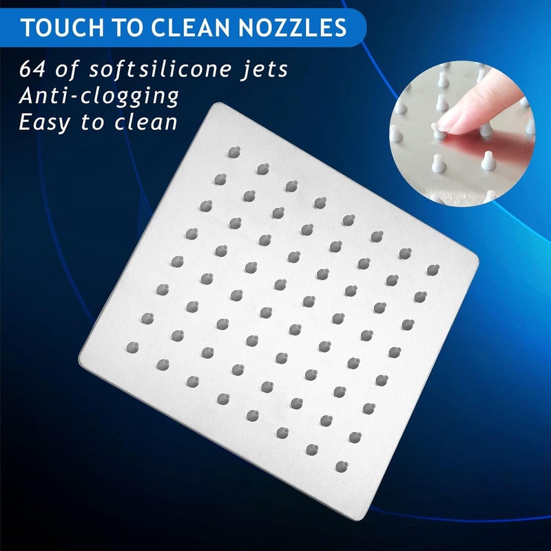 Voolan Rain Shower head, High Pressure Shower Head Made of 304 Stainless Steel, Relaxed Shower Experience Even at Low Water Flow and Pressure(6" Brushed Nickel) - Image 3