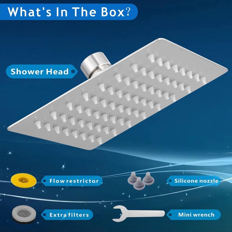 Voolan Rain Shower head, High Pressure Shower Head Made of 304 Stainless Steel, Relaxed Shower Experience Even at Low Water Flow and Pressure(6" Brushed Nickel) - Image 5