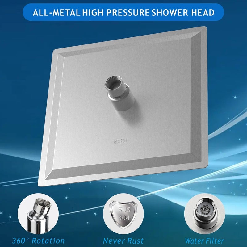 Voolan Rain Shower head, High Pressure Shower Head Made of 304 Stainless Steel, Relaxed Shower Experience Even at Low Water Flow and Pressure(6" Brushed Nickel) - Image 2