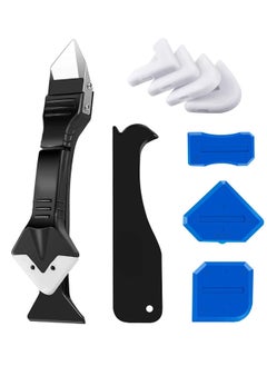 KASTWAVE Caulking Tool Kit, 3 in 1 Silicone Caulk Remover Glass Glue Angle Scraper for Kitchen Bathroom Window Sink Joint with 5 Replaceable Silicone Pads  - Image 1