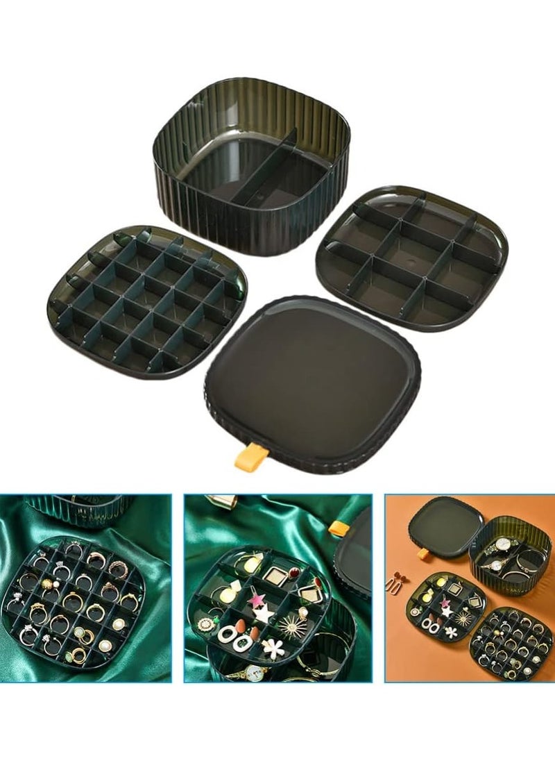 Generic - Jewelry Organizer Tray for Women Clear Acrylic 3 Layers Jewelry Box for Earrings, Rings, Bracelets and Other Jewelry Accessories - Green - Image 1