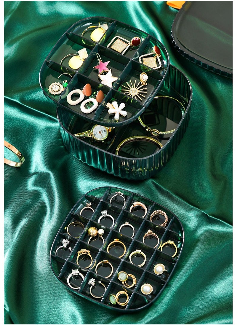 Generic - Jewelry Organizer Tray for Women Clear Acrylic 3 Layers Jewelry Box for Earrings, Rings, Bracelets and Other Jewelry Accessories - Green - Image 1