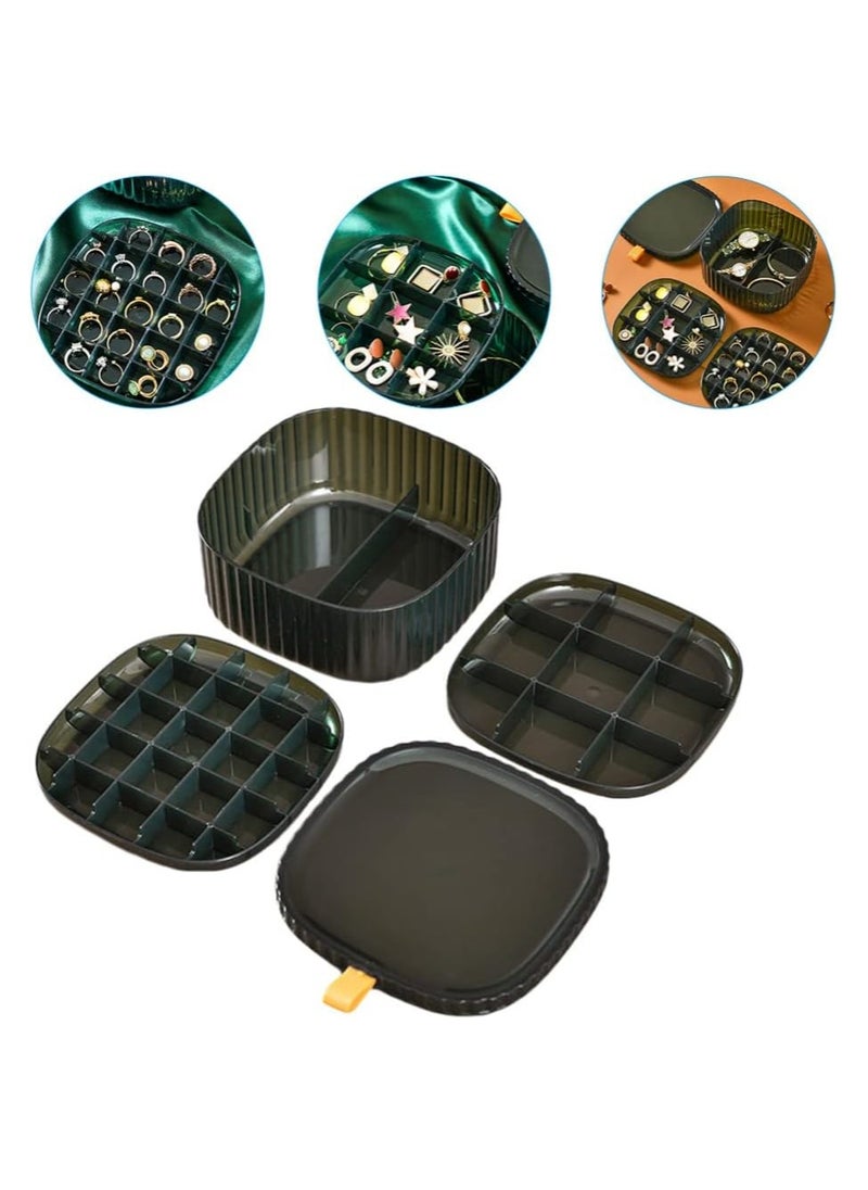 Generic - Jewelry Organizer Tray for Women Clear Acrylic 3 Layers Jewelry Box for Earrings, Rings, Bracelets and Other Jewelry Accessories - Green - Image 1