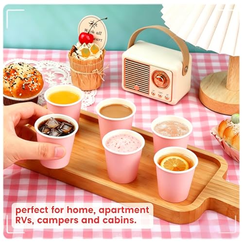 Mnuizu 50 Pack 3 oz Bathroom Paper Cups, 88ml Disposable Paper Cups, Small Coffee Cups, Mini Mouthwash Cups, Espresso Cup Ideal for Bathroom, Party, Picnic etc (Pink) - Image 5
