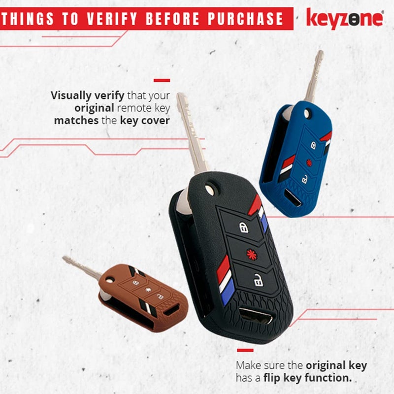 KeyZone غطاء مفتاح سيليكون مخطط ومفتاح مدمج من كي زون متوافق مع ماهيندرا ثار روكس، Xuv3xO، سكوبيو-N، Xuv700، ثار، Xuv400، Xuv300، بوليرو نيو، مارازو، مفتاح قابل للطي 3 أزرار (بني مع مخطط بني KH) - Image 5