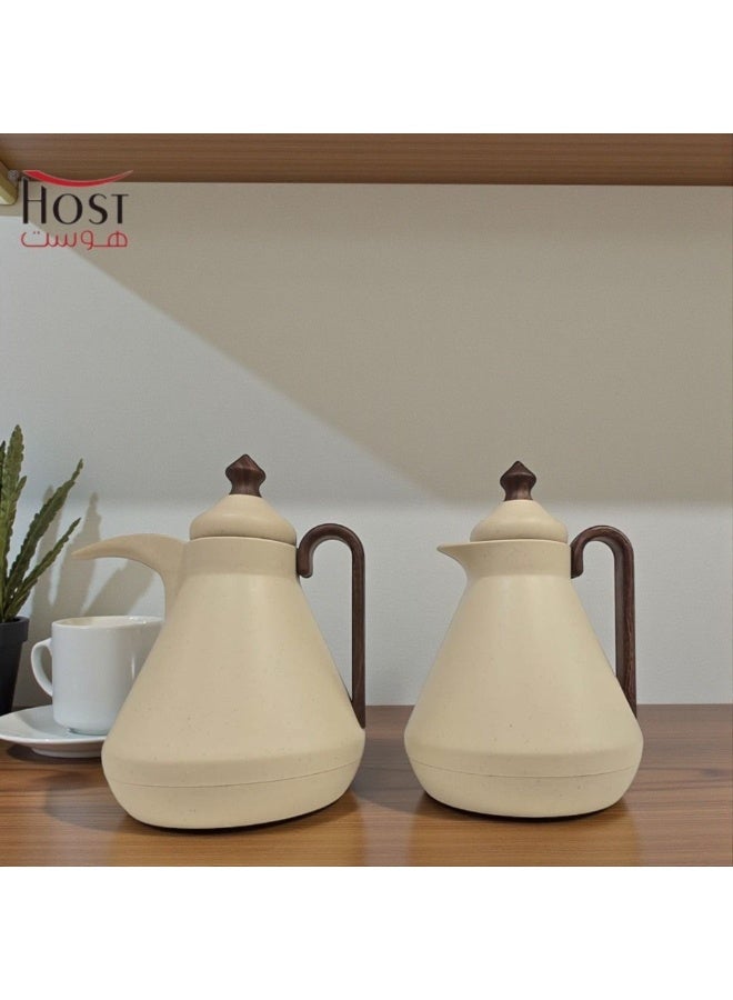 Host 🫖☕ Host Luxury Thermos Set for Tea and Coffee – 1 Liter x 2 Capacity | Modern Design in Elegant Sand Beige - Image 2