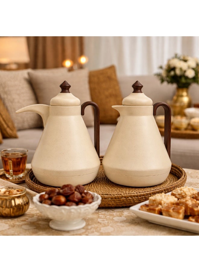 Host 🫖☕ Host Luxury Thermos Set for Tea and Coffee – 1 Liter x 2 Capacity | Modern Design in Elegant Sand Beige - Image 1
