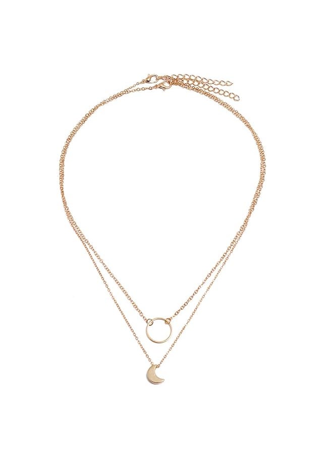 Shining Diva Fashion Stylish Multilayer Chain Pendant Necklace For Women And Girls Rrsd14586Np Gold  - Image 1