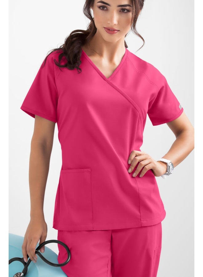 Loquat Womens Medical Scrubs Set Medical Uniform Set Rose Red - Image 2