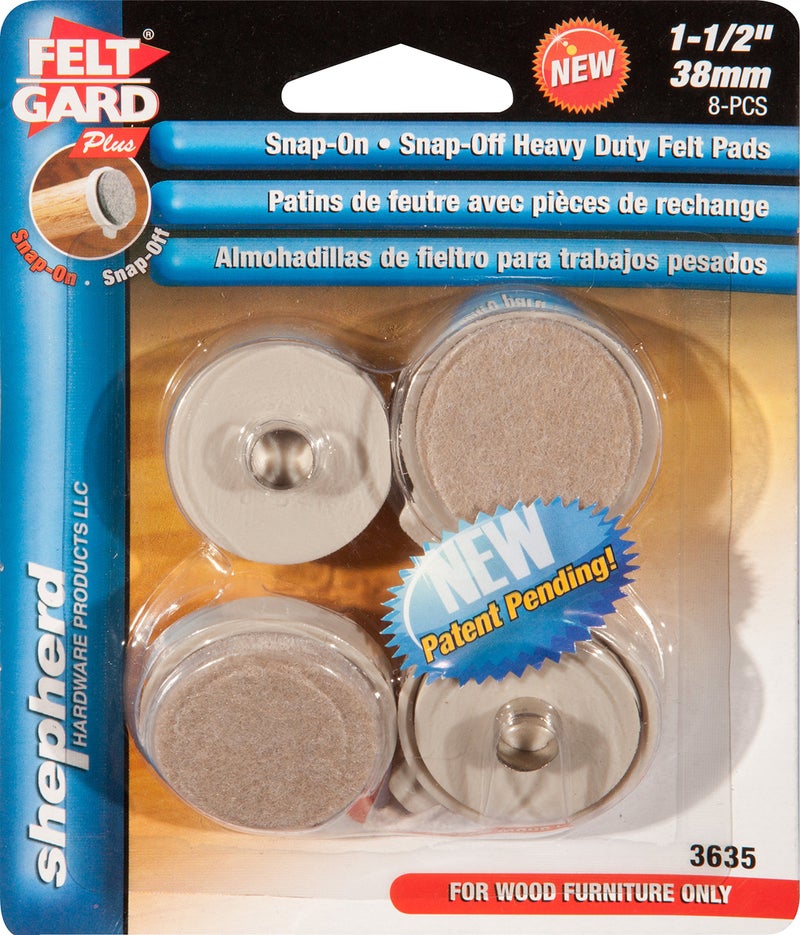 Shepherd Hardware 3635 1-1/2-Inch Heavy Duty Snap-On/Snap-Off Furniture Pads, 4-Count - Image 2