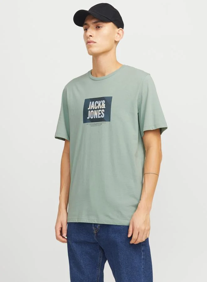 جاك اند جونز Logo Print Crew Neck T-Shirt