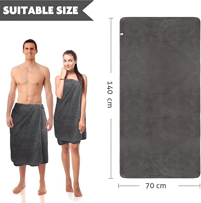 Comforic Microfiber Towels for Bath Large Size | Bath Towel for Men & Women | Ultra Soft, Absorbent, Lightweight, Quick Dry Towel for Bath, Beach, Travel, Gym | 70x140 cm – Pack of 1 (Grey) - Image 2