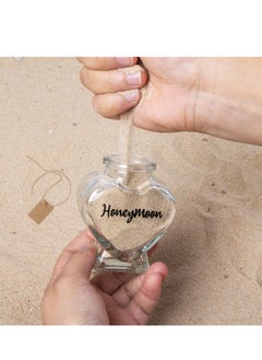 spa luxetique Honeymoon Sand Keepsake Jar，Bridal Shower Gift, Wedding Gift, Engagement Gift, Honeymoon Gift, Travel Gift for Couples, Newlywed, Fiance(Gift Box Includes) - 40ml Heart Shape Glass  - Image 3