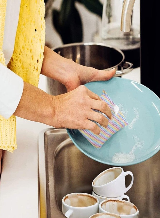 PIERCELL ENTERPRISE Piercell creatives Multi-Purpose Cleaning Sponge Wipes, Rainbow Striped Pattern,Kitchen for Dishes, reuseable scouring pots, Pans, Utensils dishwashing and Bathroom sponges (4) - Image 5