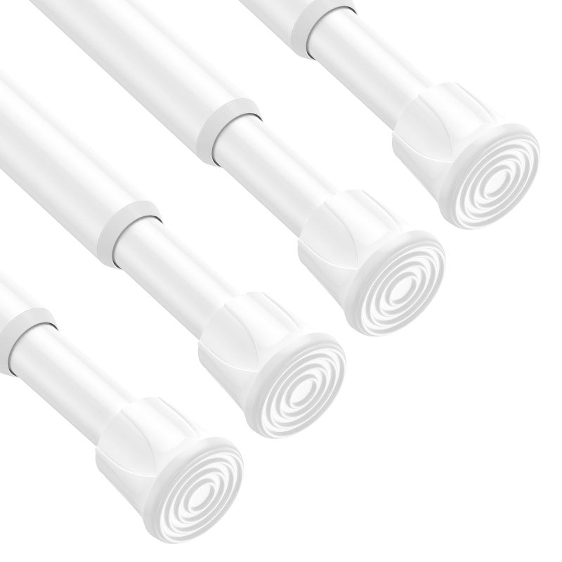 ZipGlo 4pack Spring Tension Curtain Rod 2848 Inch 58 Diameter White Spring Loaded Curtain Rods Adjustable Small Tension Rod for Windows Kitchen Doorway - Image 2