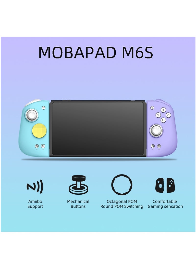 Mobapad M6S For Nintendo Switch Controller Pro Adjustable Joystick Hall Effect Controller Hd Vibration/6-Axis Gyro JoyPad (Blue + Purple)