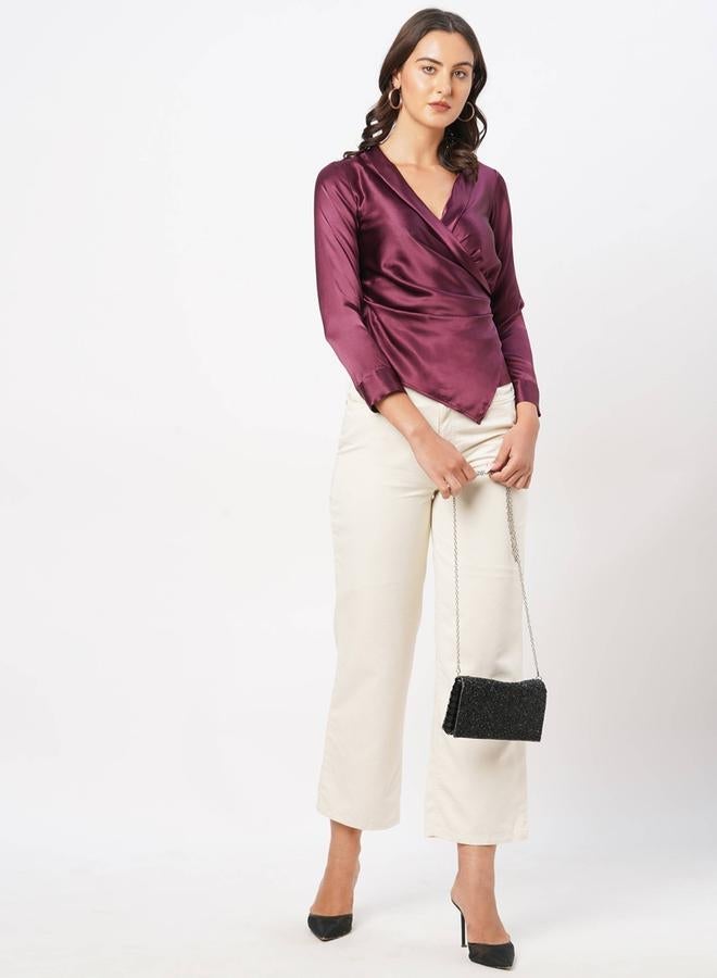 ميش بلوزة ساتان بياقة ملفوفة وتفاصيل ثنيات جانبية من ستايلي - Image 5