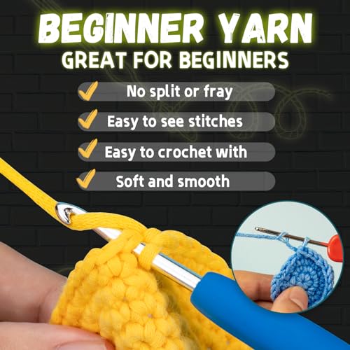 HEJIN 120g Glow in The Dark Yarn for Crocheting and Knitting; 120m(144yds) Yarn for Beginners with Easy-to-See Stitches; Worsted-Weight Medium #4; Yarn for Beginners Crochet Kit Making - Image 2