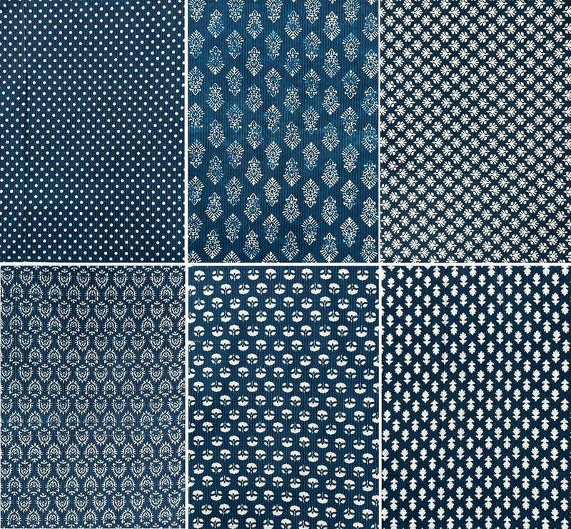 Third Eye Export Cloth Napkins Set of 6  Indigo Blue Cotton Floral Dinner Napkins for Table  Reusable Indian Block Print Washable Napkins for Wedding Party Boho Decor Indigo Blue Large 18x18 Inches - Image 1
