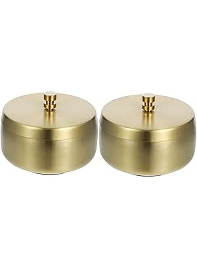 2Pcs Stainless Steel Ashtray with Lid Windproof Indoor Outdoor Tabletop Ash Container - Image 1