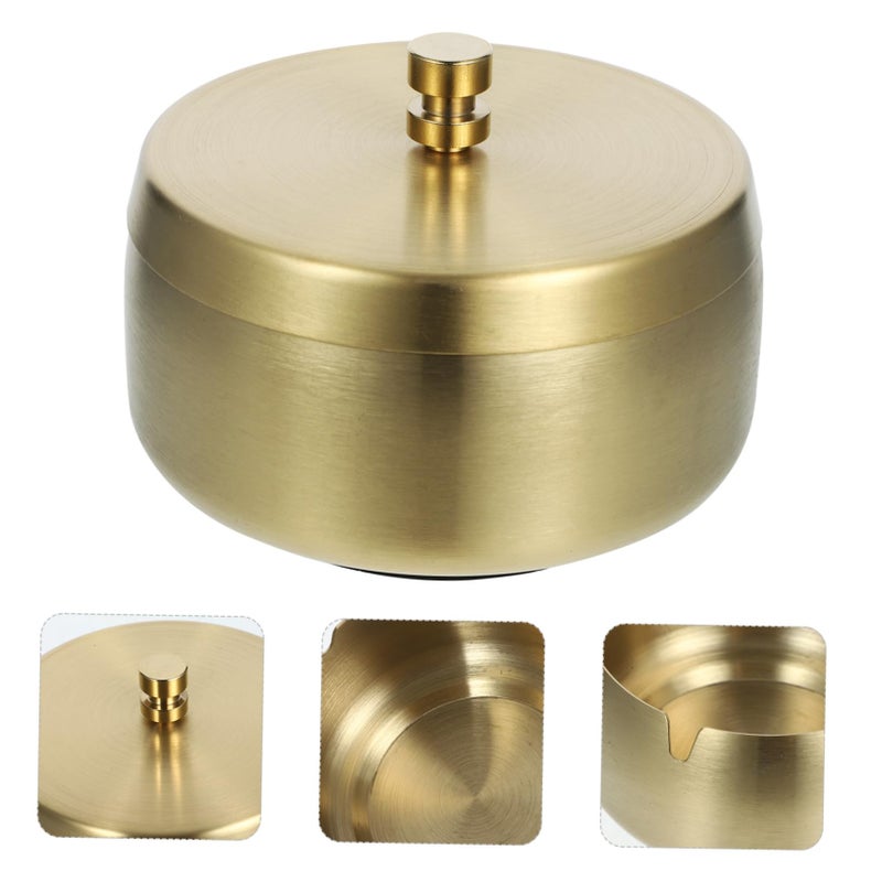 2Pcs Stainless Steel Ashtray with Lid Windproof Indoor Outdoor Tabletop Ash Container - Image 3