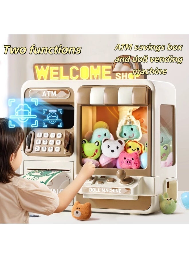 2-in-1 76PCS Piggy Bank Claw Machine Electronic ATM Doll Grabbing Toy, Gift for Boys and Girls Children's Day - Image 3