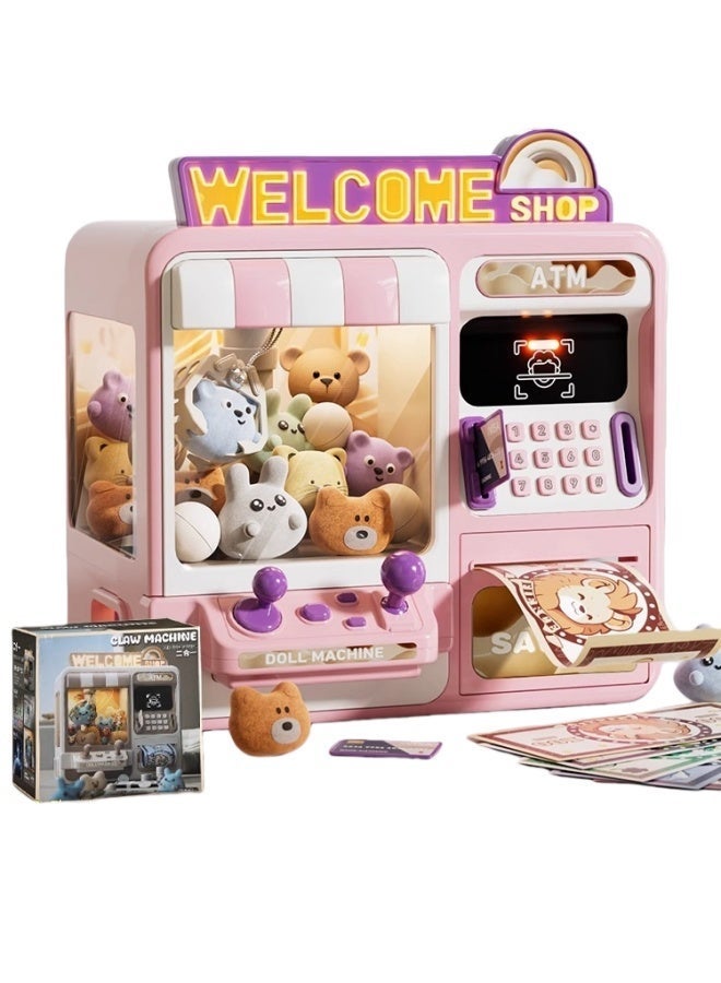 2-in-1 76PCS Piggy Bank Claw Machine Electronic ATM Doll Grabbing Toy, Gift for Boys and Girls Children's Day - Image 1
