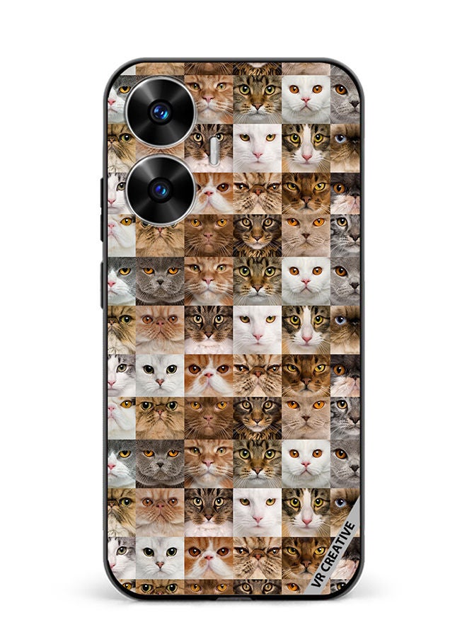 VR CREATIVE Protective Case Cover For Realme C55 Cat Faces Design Multicolour - Image 1