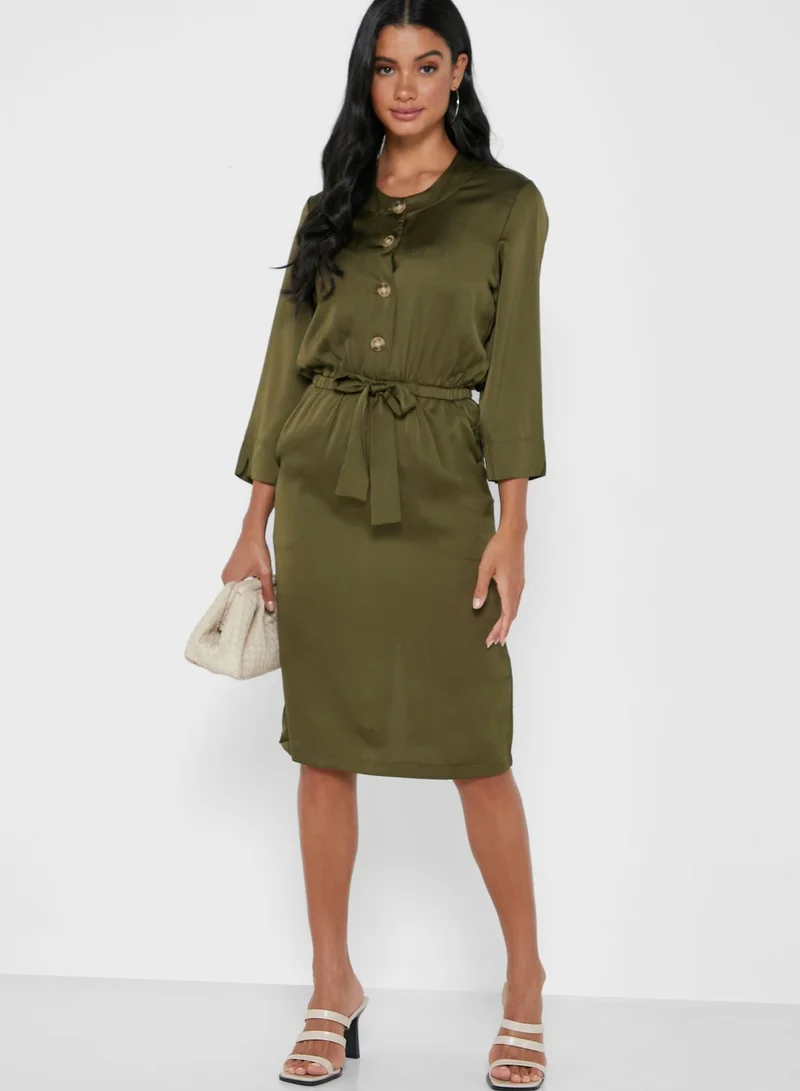 Ginger Belted Button-Up Dress