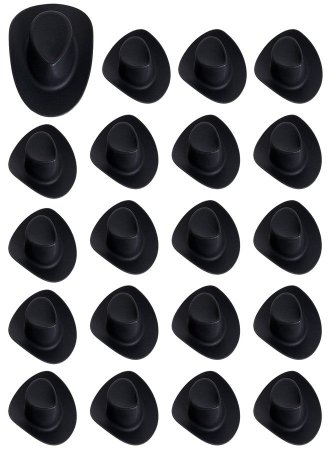 mifengda 50 Pieces Mini Western Cowboy Cowgirl Hat Plastic Miniature Western Hat Cute Doll Hat Black Mini Western Hats for Crafts Doll Dress Up Party Accessories (Black) - Image 1