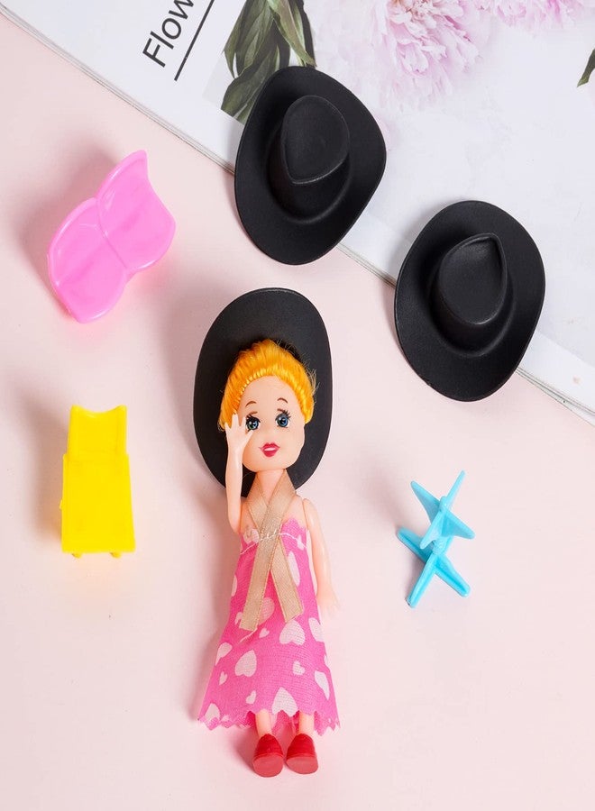 mifengda 50 Pieces Mini Western Cowboy Cowgirl Hat Plastic Miniature Western Hat Cute Doll Hat Black Mini Western Hats for Crafts Doll Dress Up Party Accessories (Black) - Image 4
