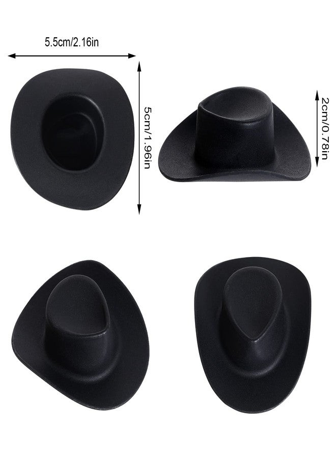 mifengda 50 Pieces Mini Western Cowboy Cowgirl Hat Plastic Miniature Western Hat Cute Doll Hat Black Mini Western Hats for Crafts Doll Dress Up Party Accessories (Black) - Image 2