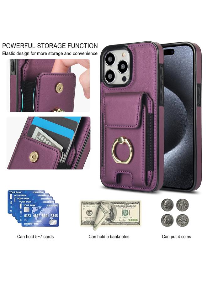 Zaboon Case For iPhone 12 Elastic Card Bag Ring Holder Phone Case - Image 5