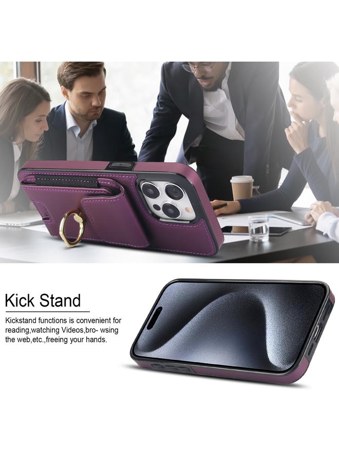 Zaboon Case For iPhone 12 Elastic Card Bag Ring Holder Phone Case - Image 4