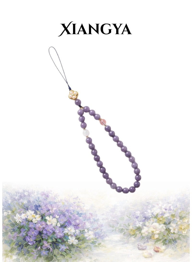 XIANGYA Phone Charm, Cell Phone Handmade Wrist Strap Chain Lanyard with Purple Aquamarine & Chalcedony  Beaded Phone Strap Lanyard Cute Phone Charms for Camera, ipad - Image 1