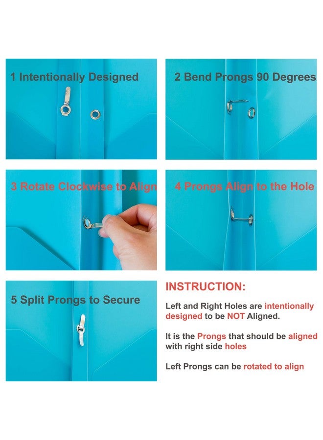 يانج إيفر عبوات من المجلدات البلاستيكية شديدة التحمل ذات جيبين مع 3 شوكات معدنية وقفل من البلاستيك شديد التحمل 2 مجلد جيب في 6 ألوان - Image 4