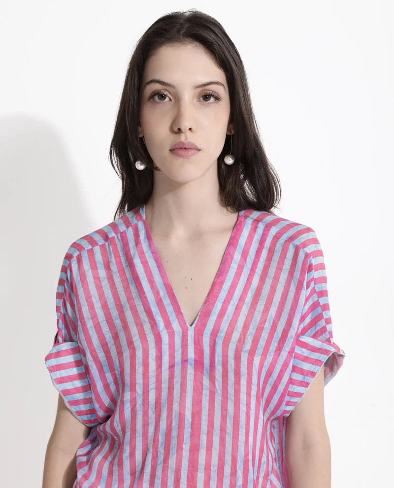 Rareism Women's Modern Stripes: V-Neck Top