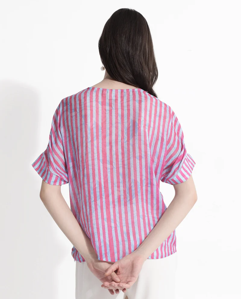 Rareism Women's Modern Stripes: V-Neck Top