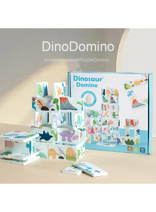 Ramadan Special - Multi-Play Dinosaur Domino Puzzle Set - Collaborative Play for Parents and Children - Enhances Children's Imagination, Patience and Concentration - Suitable for Family Gatherings and Children's Birthday Gifts - Wooden Eco-friendly Material - Children's Holiday Gift - STEM enlightenment  - Image 1
