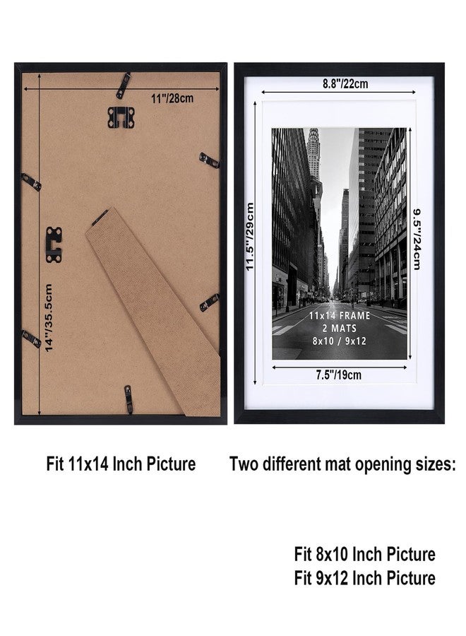 Giftgarden 11x14 Picture Frame Set of 4, Matted to 8x10 or 9x12 Photos with Double Mats, Display 14x11 Poster Without Mat, Wall or Tabletop, Black - Image 2