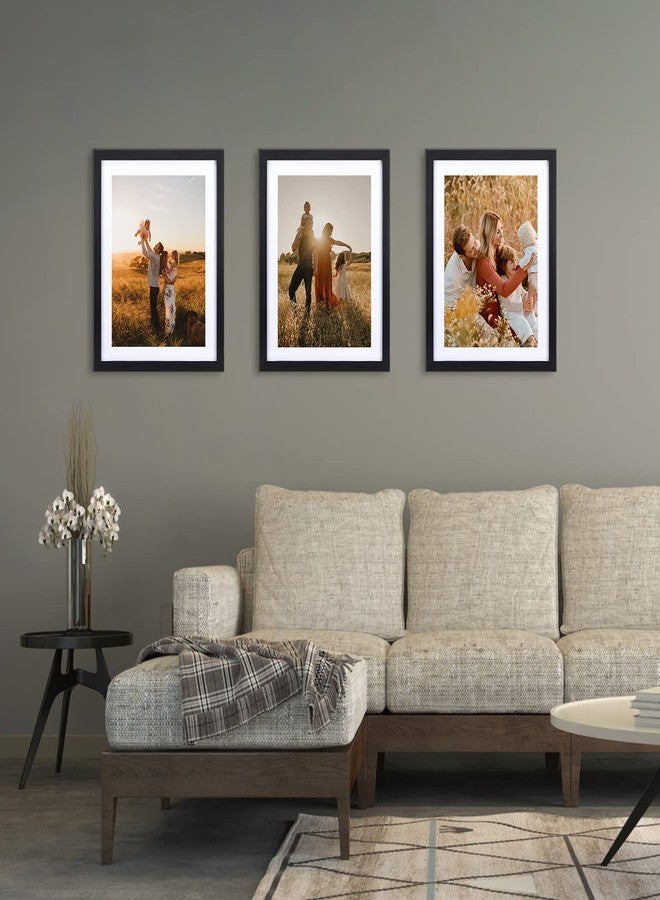 Giftgarden 11x14 Picture Frame Set of 4, Matted to 8x10 or 9x12 Photos with Double Mats, Display 14x11 Poster Without Mat, Wall or Tabletop, Black - Image 4