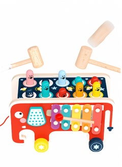 General Wooden Activity Cubes, Peg Pounding Bench, Wooden Hammering and Pounding Toys with 2 mallets, Early Development Toy with mallets  - Image 4
