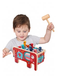 General Wooden Activity Cubes, Peg Pounding Bench, Wooden Hammering and Pounding Toys with 2 mallets, Early Development Toy with mallets  - Image 5