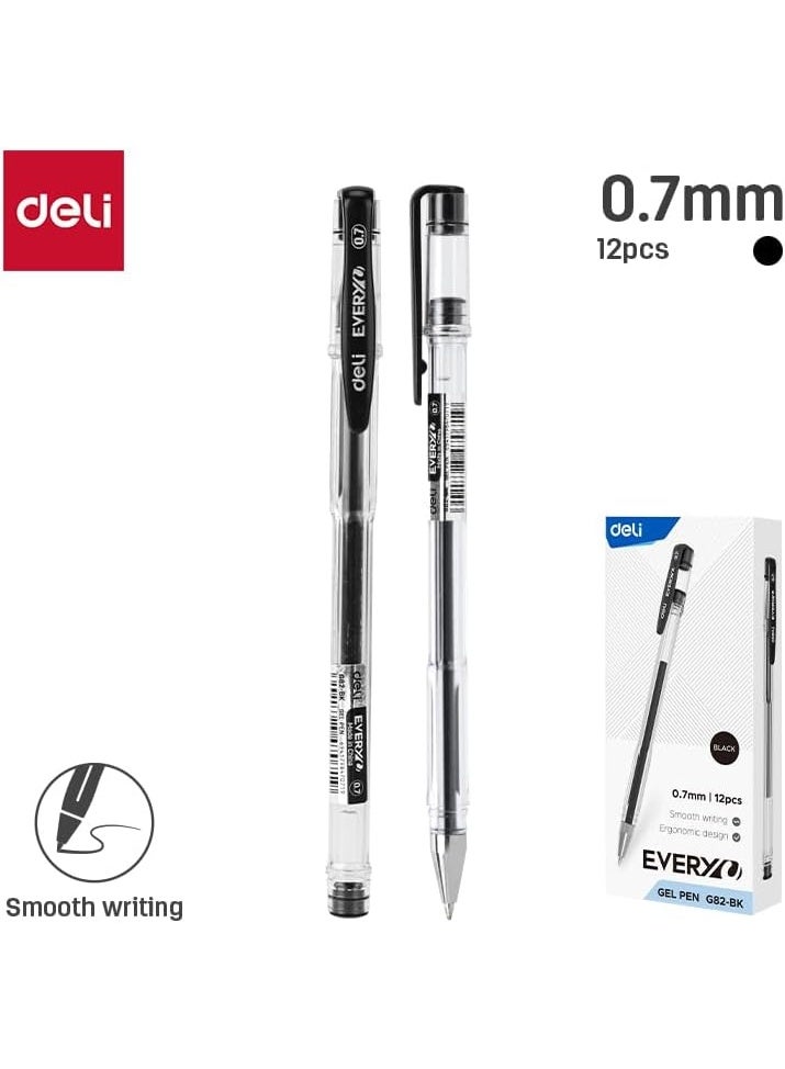 Deli Eg82-Bk EveryU Transparent Gel Pen 12-Piece Set 0.7 mm Tip Size, Black - Image 2