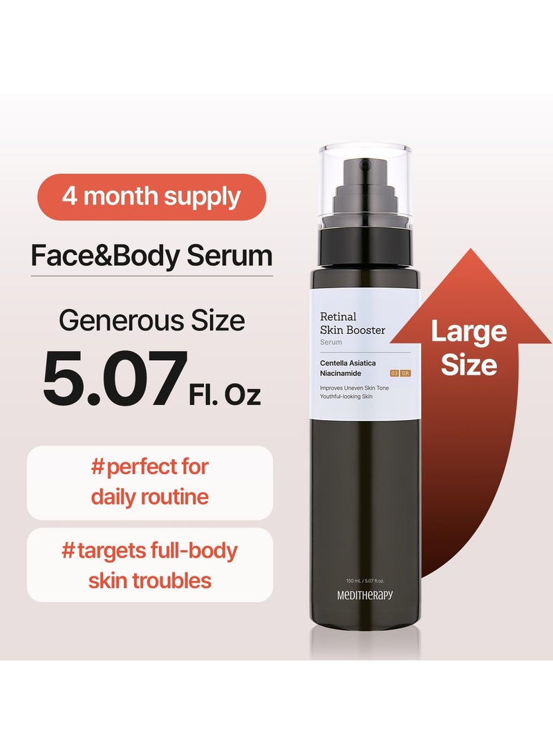 MEDITHERAPY Retinal Skin Booster Serum 5.07 Fl. Oz for Beginner & Sensitive Skin - Advanced Retinol Serum for Face and Body - Vegan Retinaldehyde Facial Serum for Uneven Skin Tone & Fine Lines - Image 5