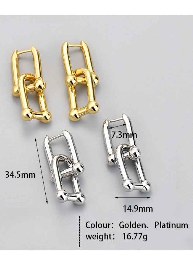 18k Gold-Plated stainless Steel Hoop Earrings  Hypoallergenic U Shape Chunky Earring Link Chain Chunky Circle Hoop Ladies Girls Gift Classic Fashion - pzsku/ZD594C4F11819C8922D8DZ/45/_/1726223034/b26baa12-cdce-4f0d-922e-cdd7e460f104