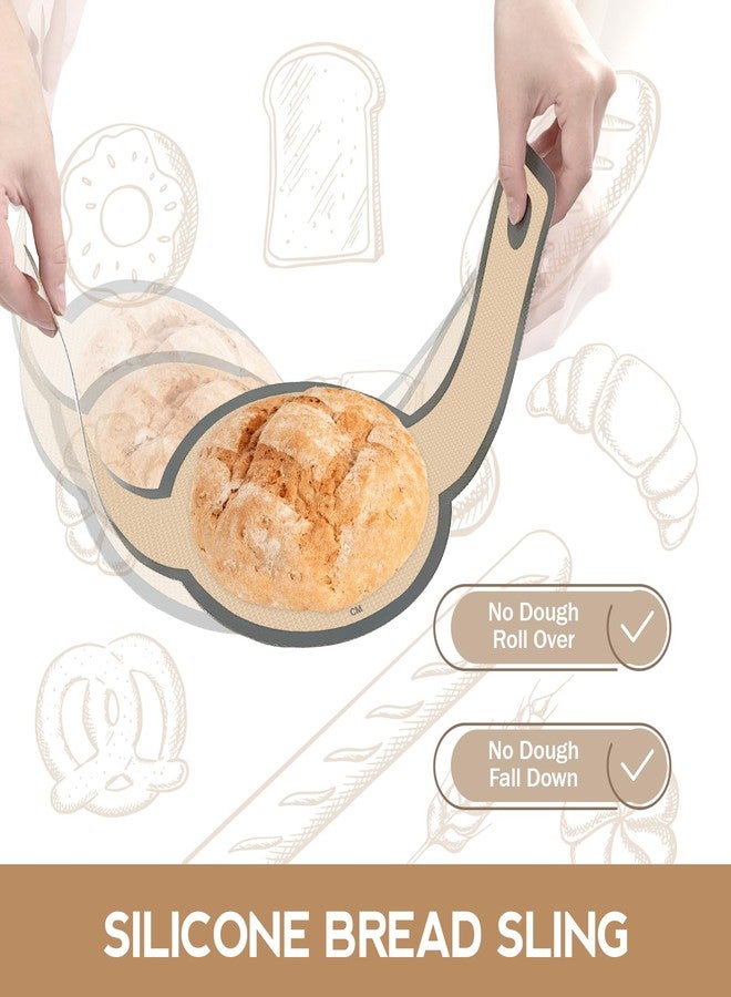 Dwavele Silicone Bread Sling for Dutch Oven, Non-Stick & Easy to Clean Bread Baking Mat Set, 2 Pcs Reusable Bread Sling with Long Handle to Transfer Sourdough (Gray, Oval and Round) - Image 3