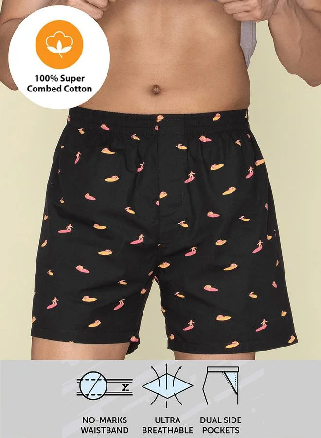 اكس واي اكس اكس Printed Cotton Boxer Shorts with Elasticated Waistband by Styli